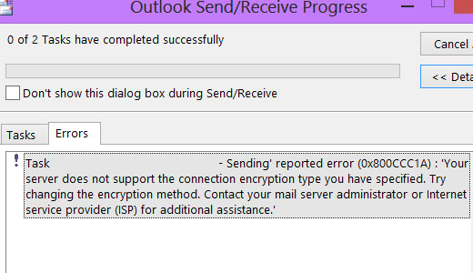 How To Fix The Error 0x800ccc1a In Microsoft Outlook